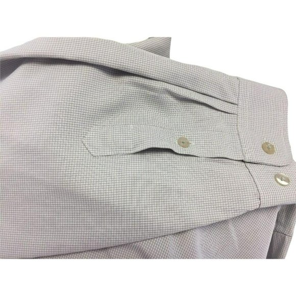 Pronto Uomo Mens Dress Oxford Shirt Tan Size XL Button L/S Tan Grey Checked - Picture 12 of 12
